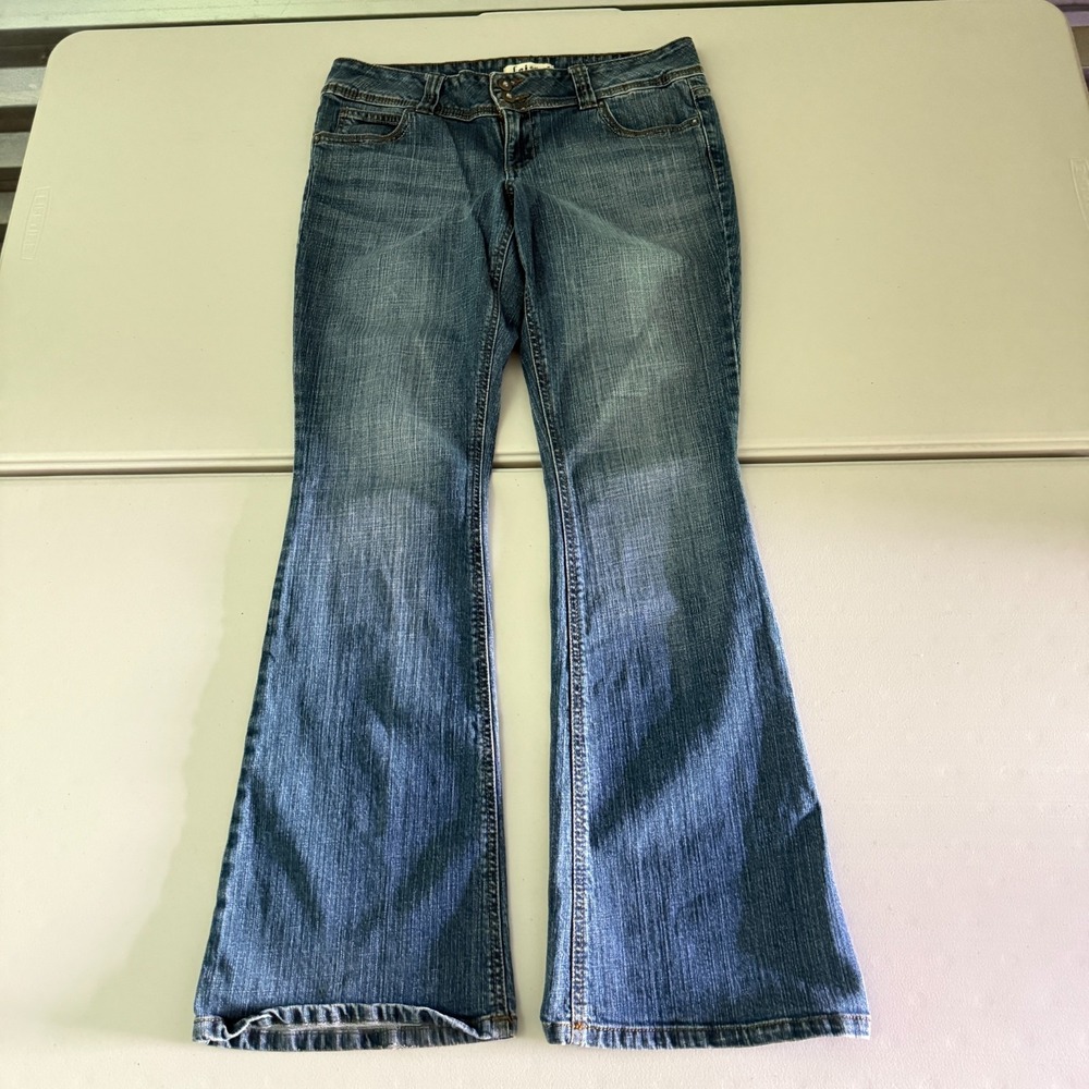 L.E.I. Jeans Women 13 Blue Ashley Trouble Flare Leg Denim Stretch Casual Everyda